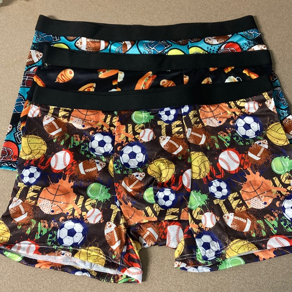 Novelty Food/sport Print Boxer Briefs - Black Base